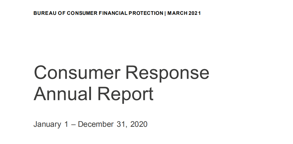 美国消费者金融保护局年度报告：2020年接获约54.23万宗消费者投诉