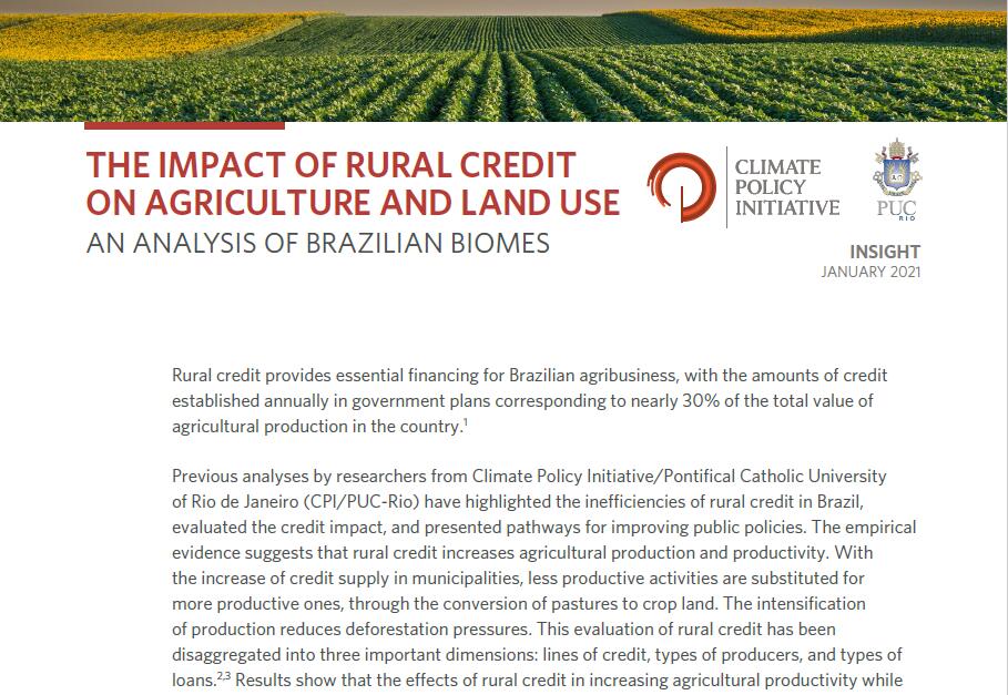巴西农村信贷对生物群落的影响：亚马逊农村信贷增加1%，作物面积增加0.29%