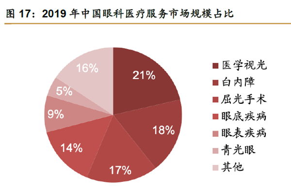 2019 年中国眼科医疗服务市场规模占比